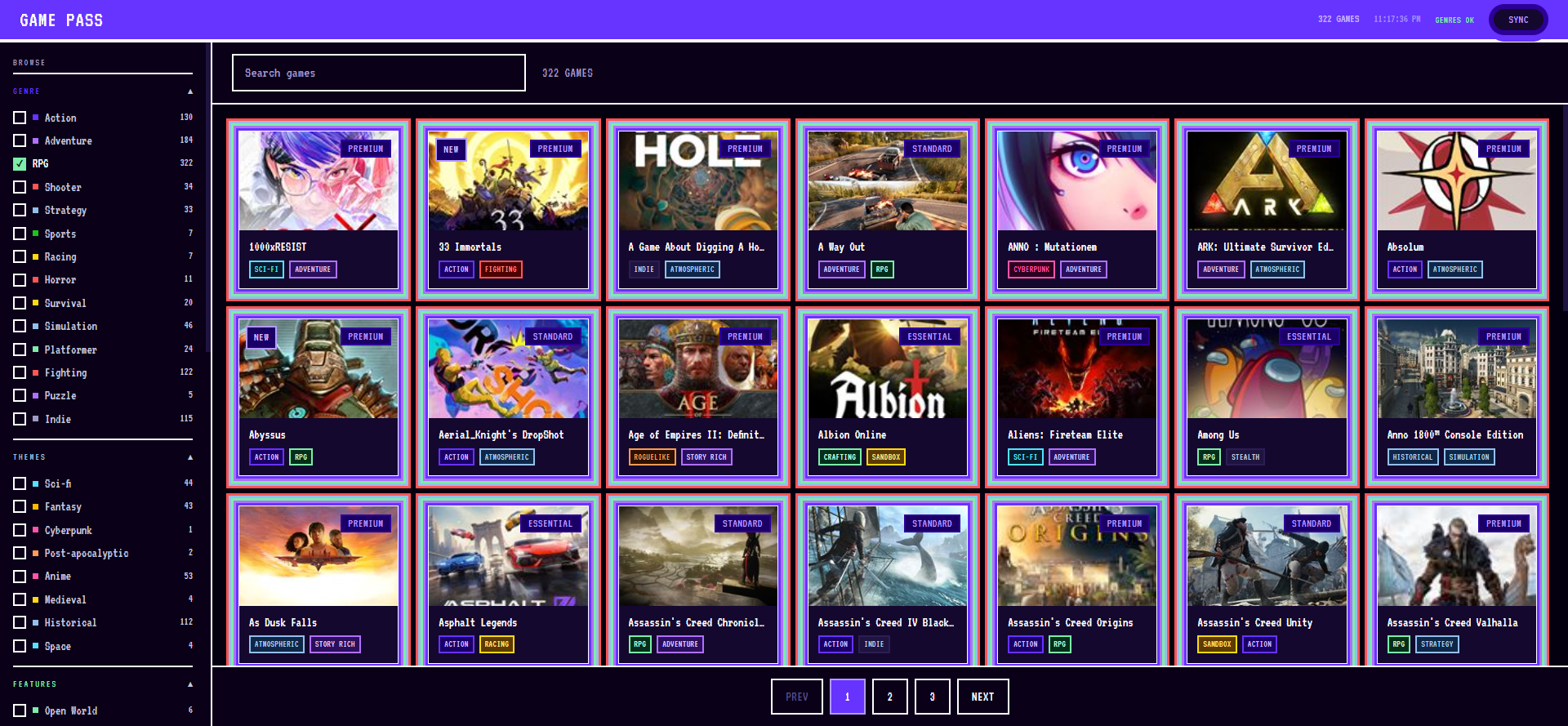 Include or exclude genres and themes simultaneously